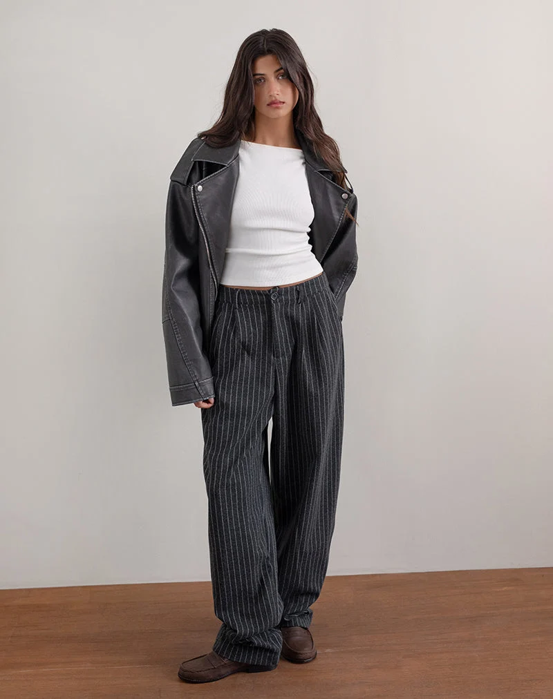 Pantalon large Misha à rayures noires
