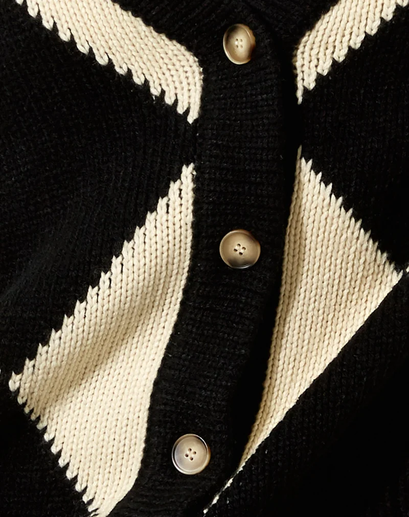 Cardigan Uriela en noir et blanc Harlequin
