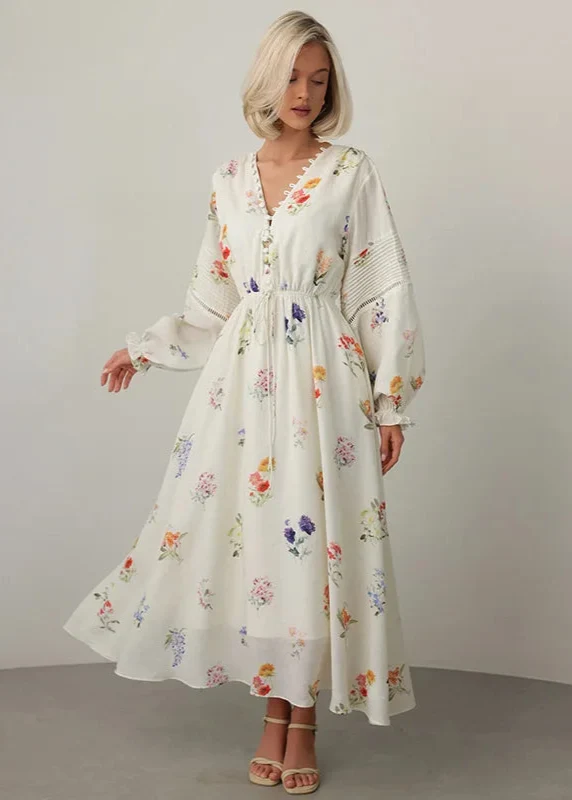 Robe en mousseline manches longues