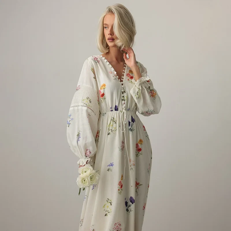 Robe en mousseline manches longues