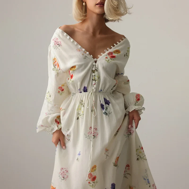 Robe en mousseline manches longues
