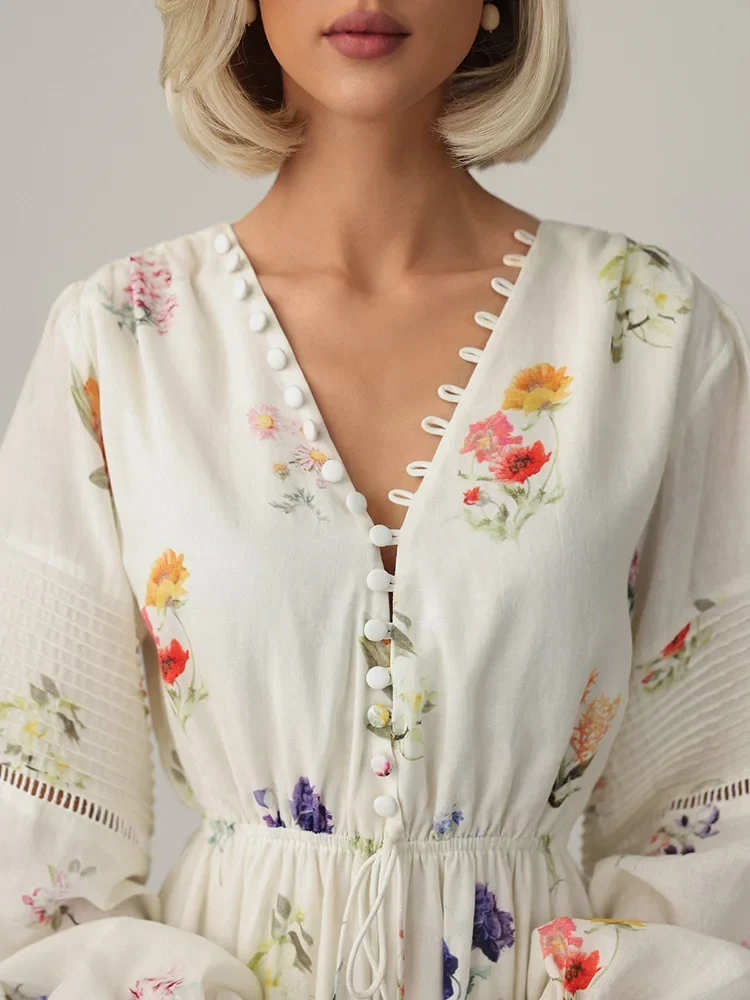 Robe en mousseline manches longues