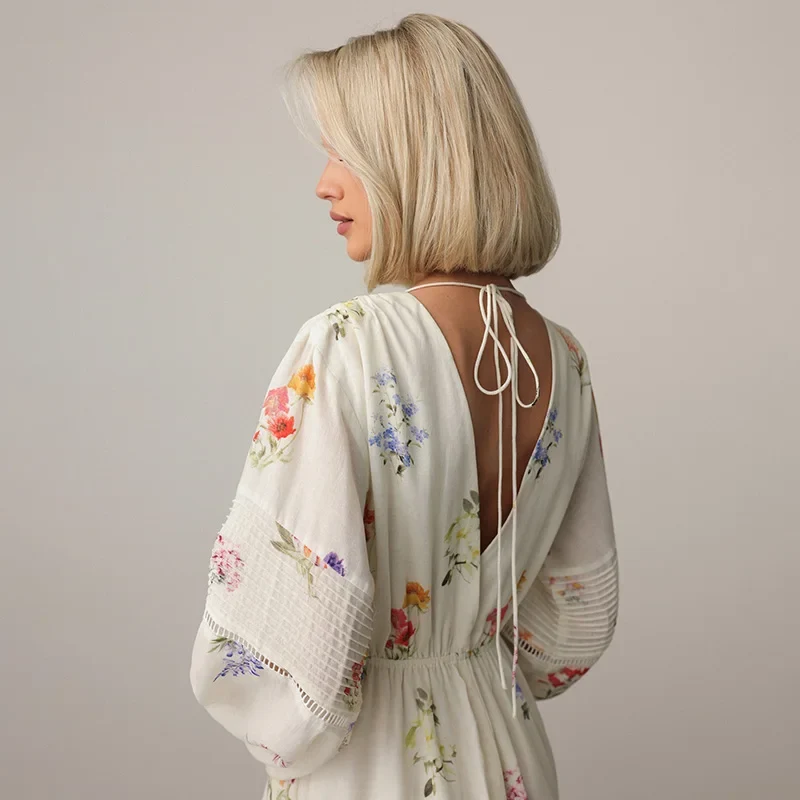 Robe en mousseline manches longues