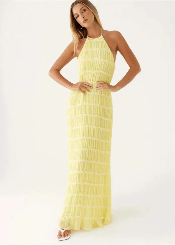 Robe été dos nu jaune