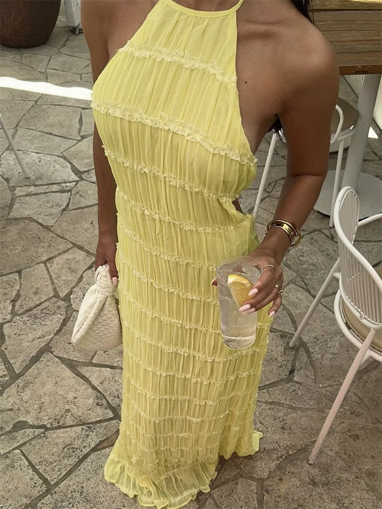 Robe été dos nu jaune