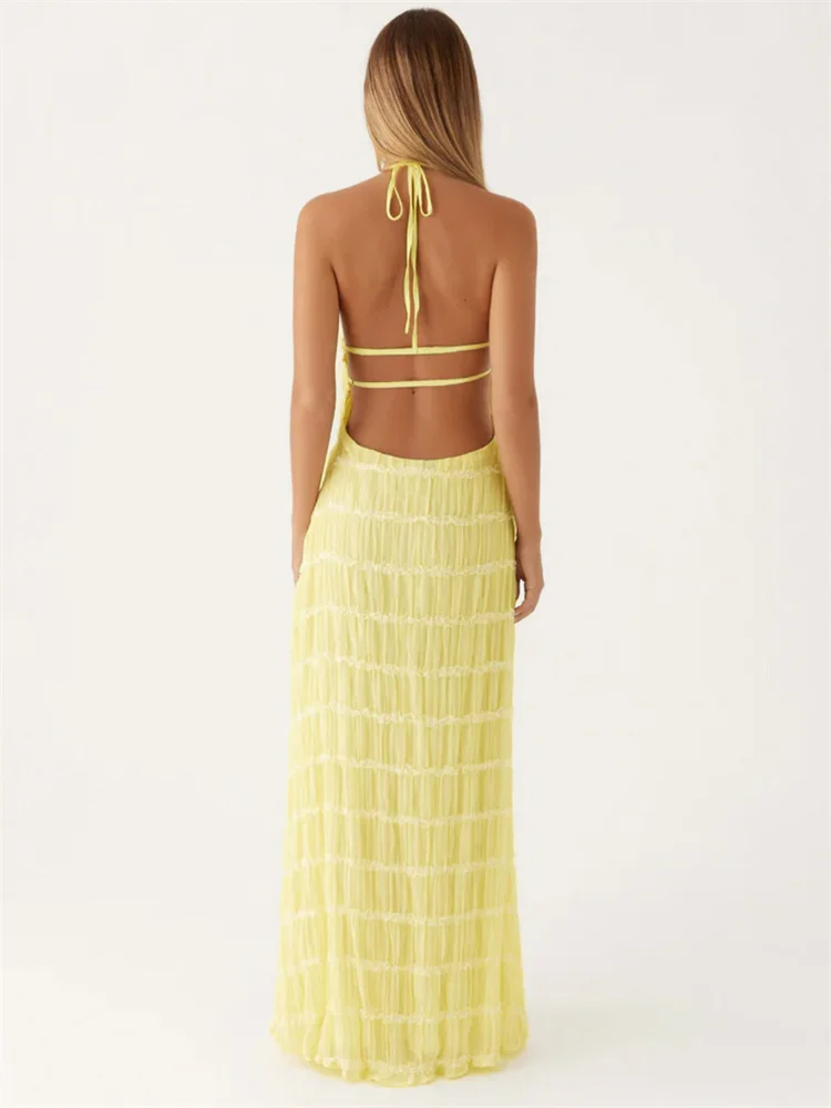 Robe été dos nu jaune