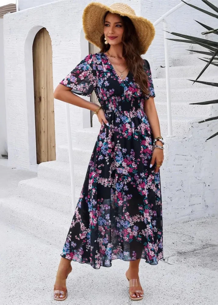 Robe en mousseline noire