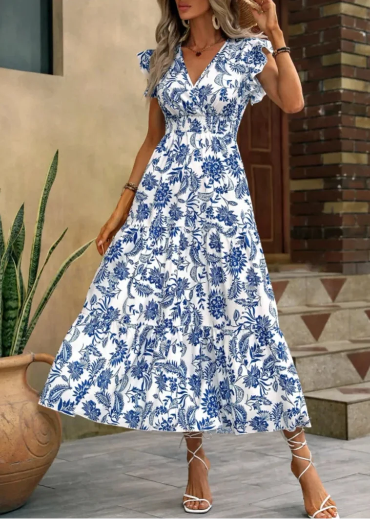 Robe fleurie bleue
