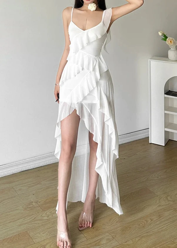 Robe à Volants Blanche Tendance