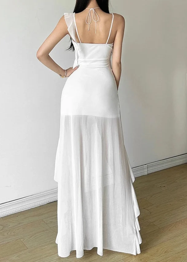 Robe à Volants Blanche Tendance