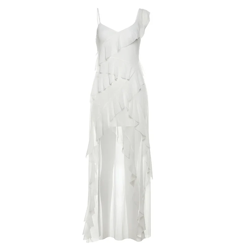Robe à Volants Blanche Tendance