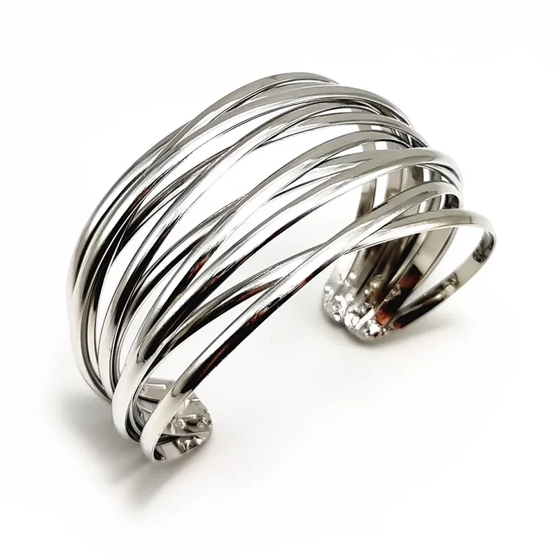 Bracelet manchette fils plaquage or