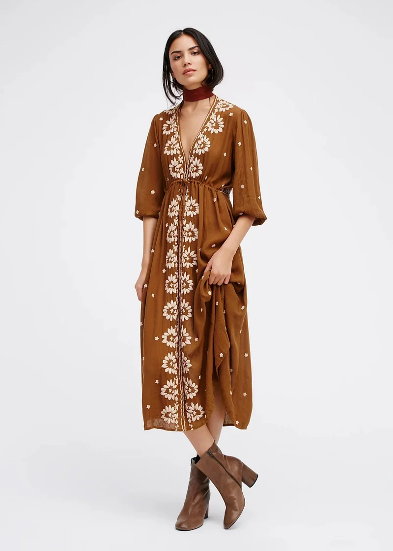 Robe longue marron vintage