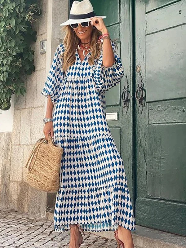 Robe Longue Bleu Bohème
