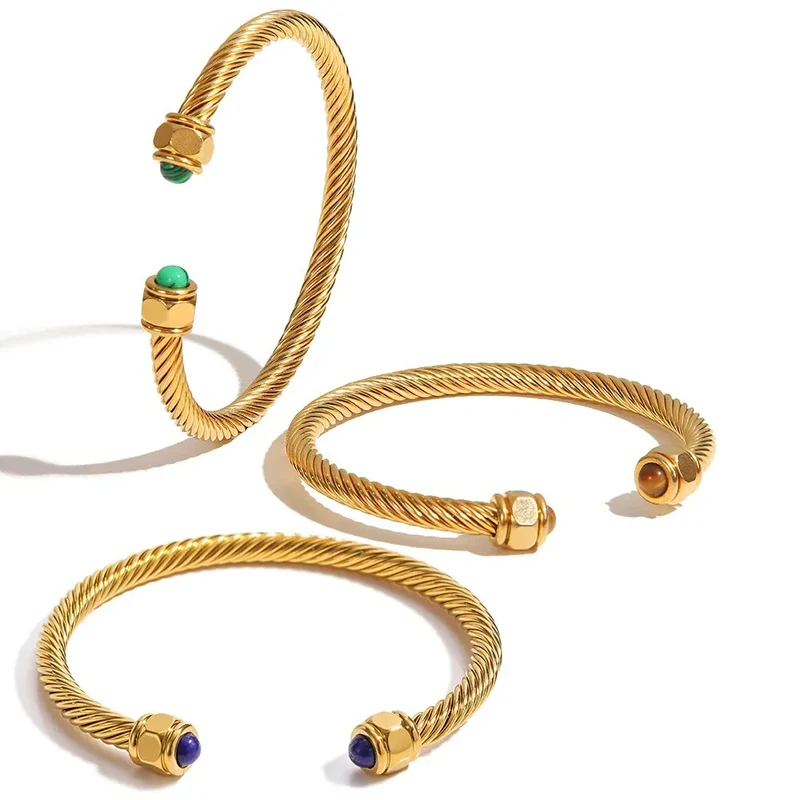 Bracelet en fil torsadé pierre naturelle