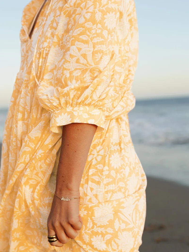 Robe ample florale jaune