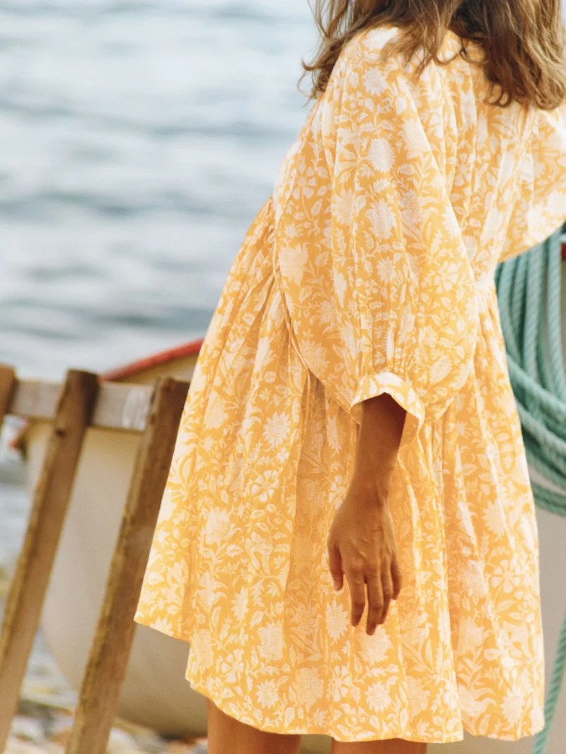 Robe ample florale jaune
