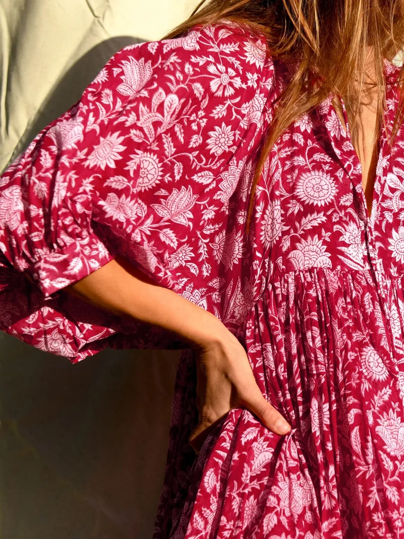 Robe ample florale jaune