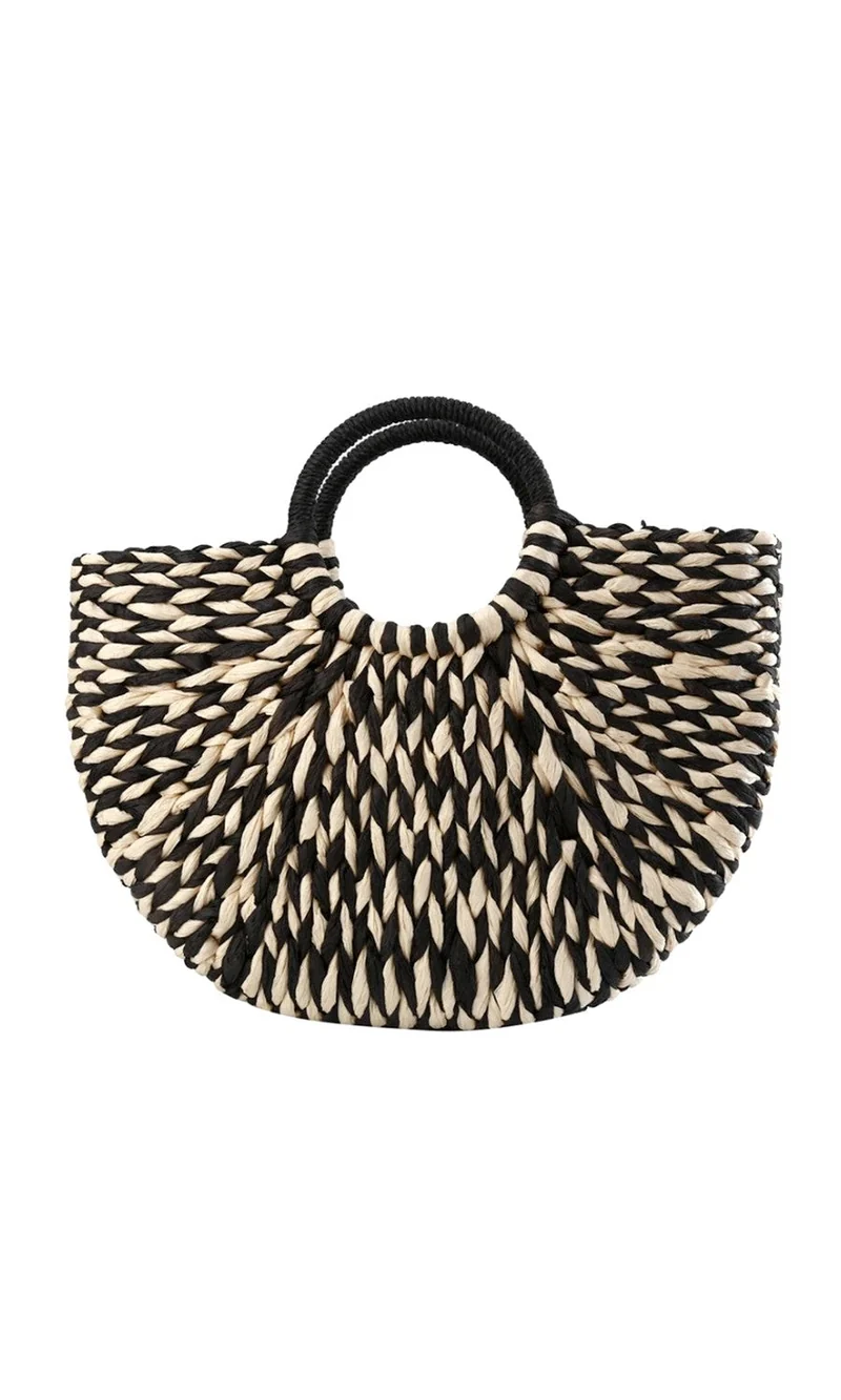 Sac Panier Osier Rond Beige