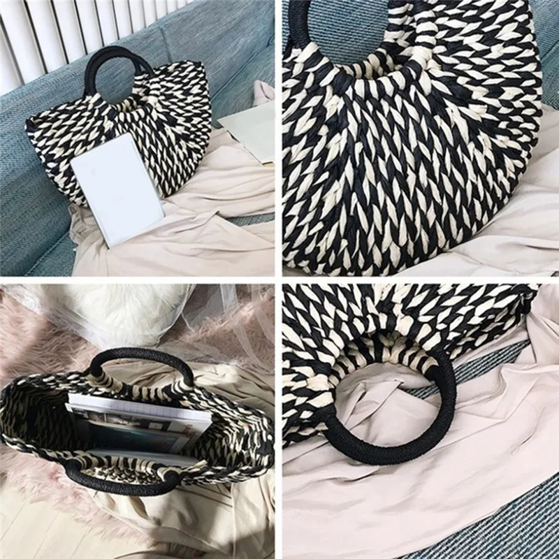 Sac Panier Osier Rond Beige