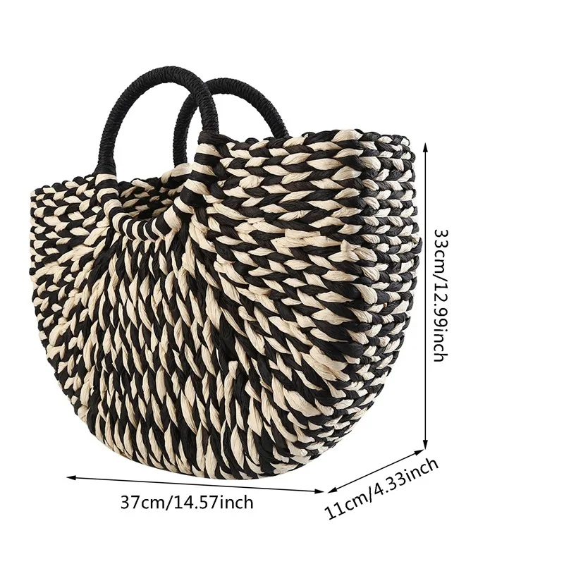 Sac Panier Osier Rond Marron