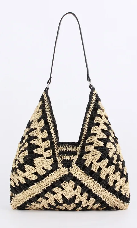 Tote Bag Noir et Blanc Tissage