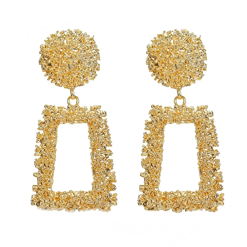 Grosses Boucles d'Oreilles Géométriques Rectangle