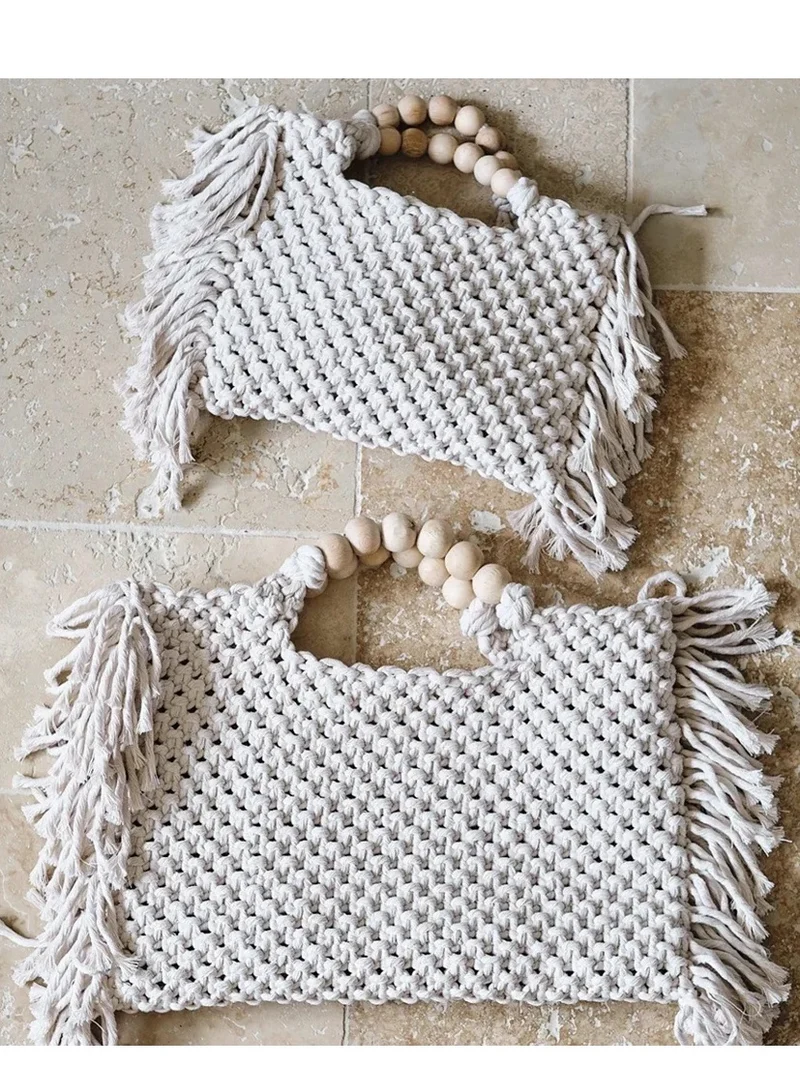 Sac en crochets à franges blanc