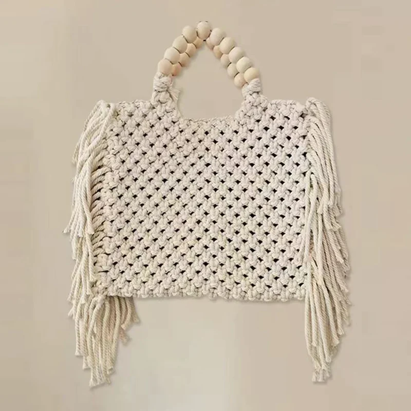 Sac en crochets à franges blanc