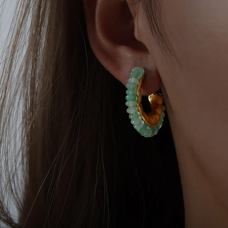 Boucles d'Oreilles Pierre Naturelle Bohème