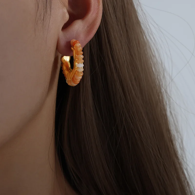 Boucles d'Oreilles Pierre Naturelle Bohème