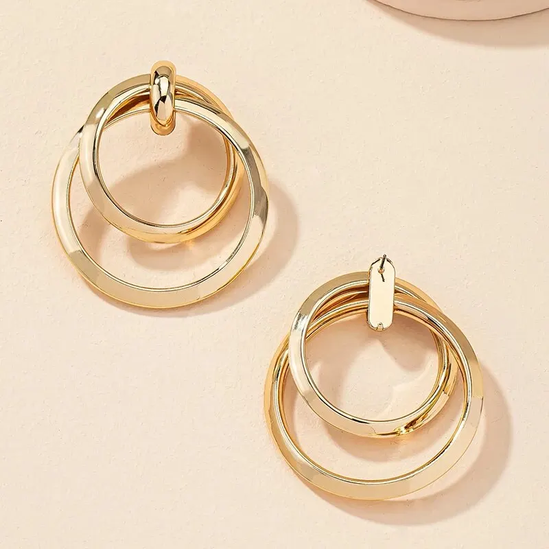 Boucles d'Oreilles Double Rond Femme