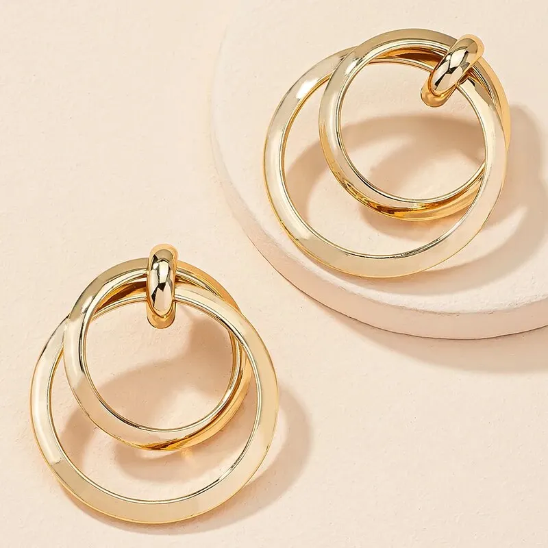 Boucles d'Oreilles Double Rond Femme