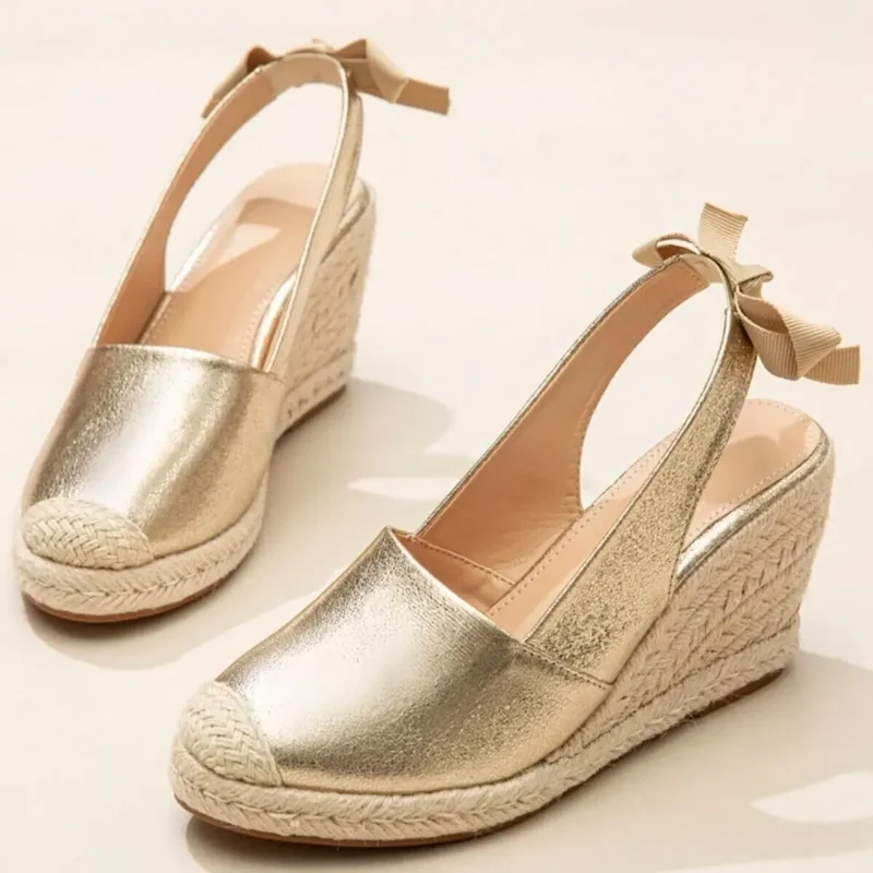 Sandales à talons compensées en espadrille