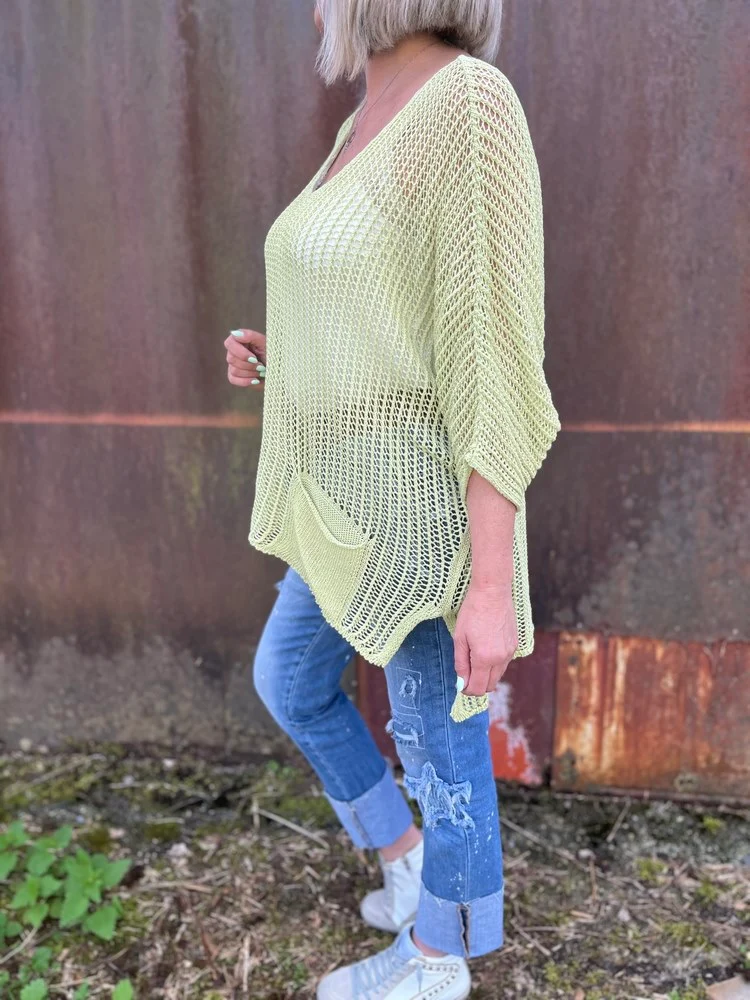 Pull méga loose ajouré Sergio vert pomme