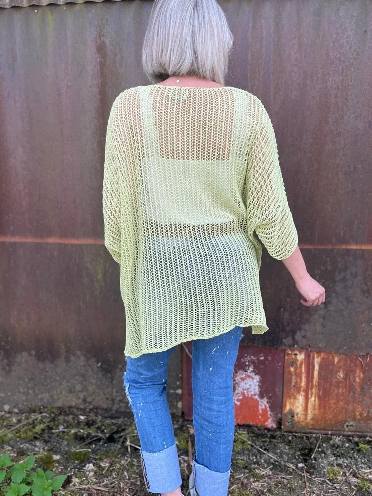 Pull méga loose ajouré Sergio vert pomme