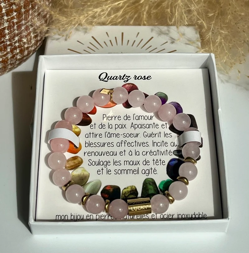 Bracelet pierres naturelles rose