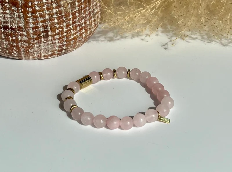 Bracelet pierres naturelles rose