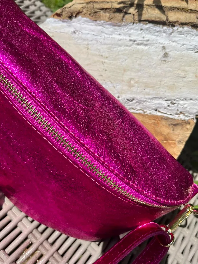Banane Tosca M/L en cuir fuchsia intense