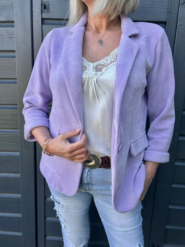 Veste tailleur en velours Sandra lilas