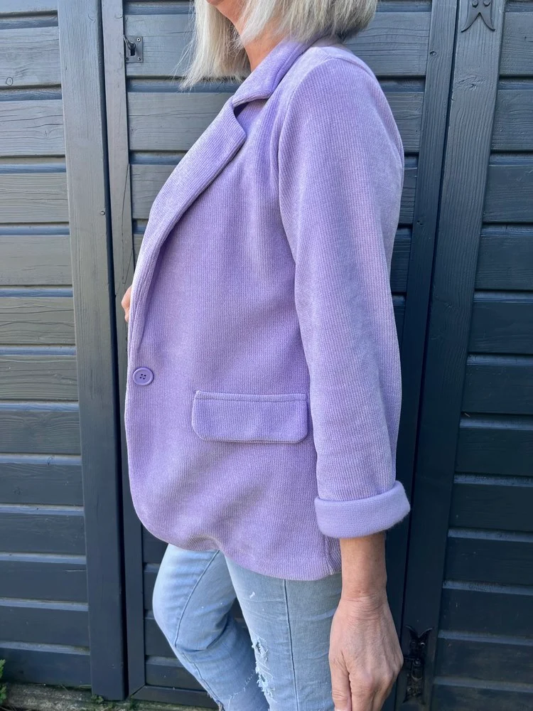 Veste tailleur en velours Sandra lilas