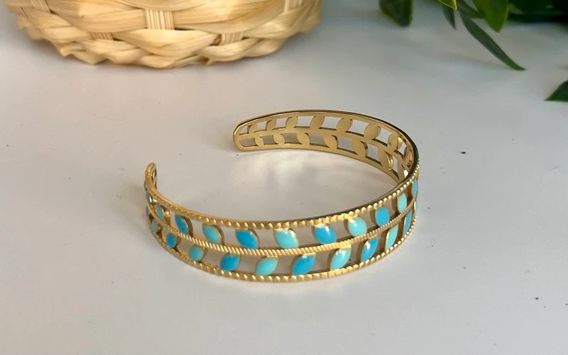 Bracelet manchette Tom bleu