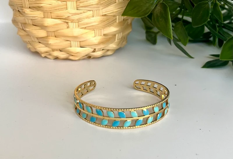 Bracelet manchette Tom bleu