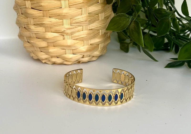 Bracelet manchette Timothy bleu