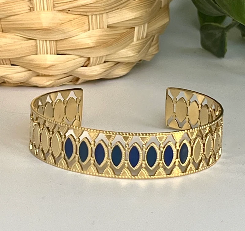 Bracelet manchette Timothy bleu