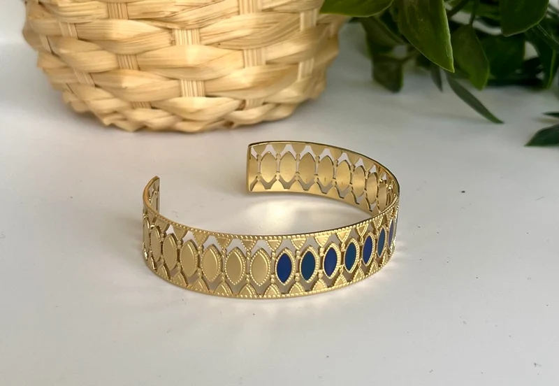 Bracelet manchette Timothy bleu