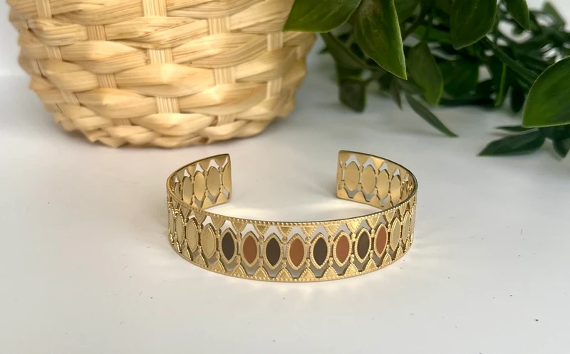 Bracelet manchette Timothy camel