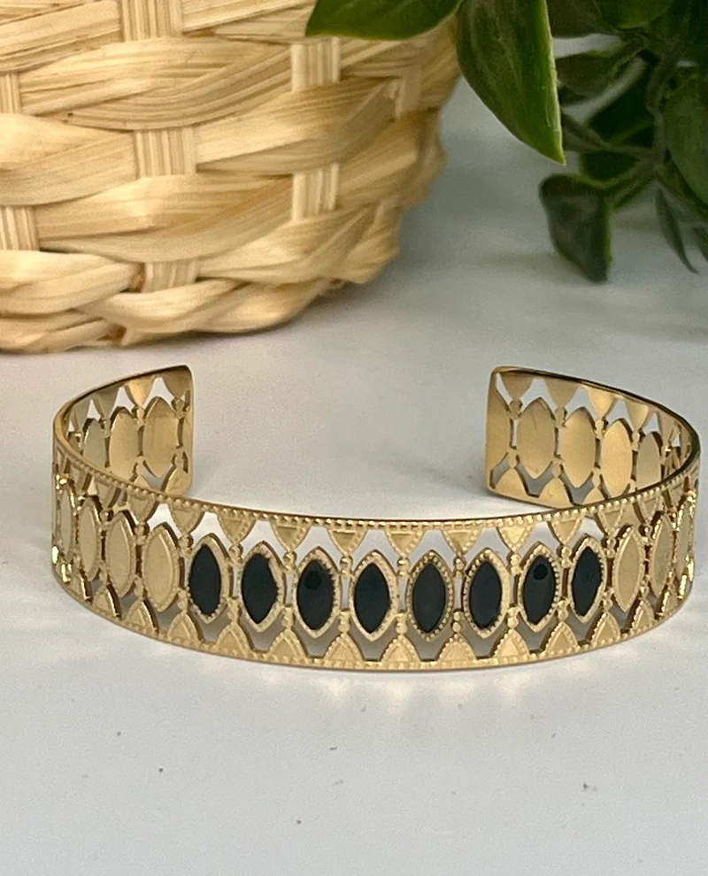 Bracelet manchette Timothy noir