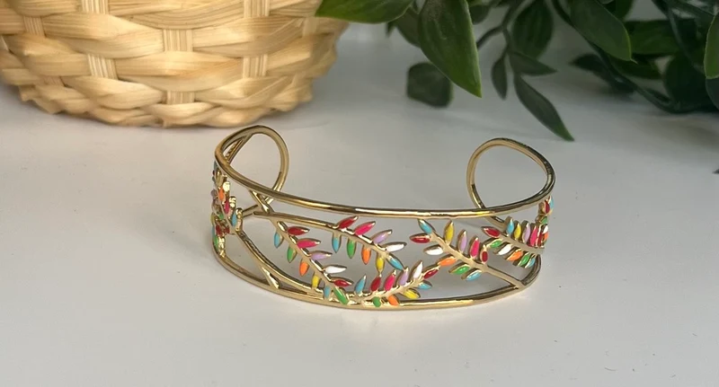 Bracelet manchette Feuillages multicolore
