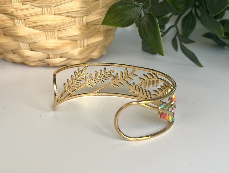 Bracelet manchette Feuillages multicolore